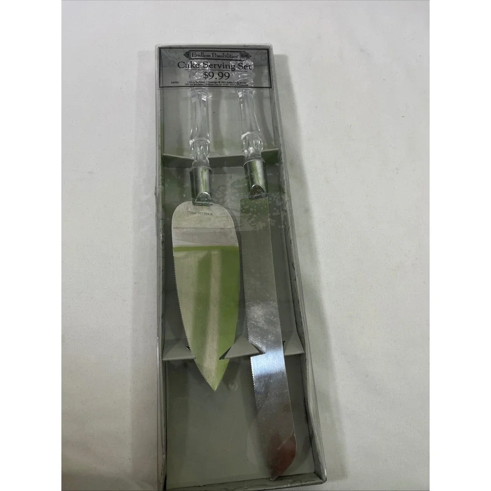 VTG 2003‎ Endless Possibilities Cake Serving Set Stainless Steel Clear Handles